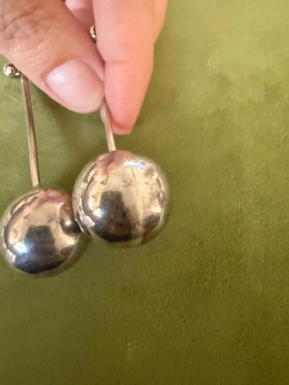 vintage sterling silver large ball earrings used good